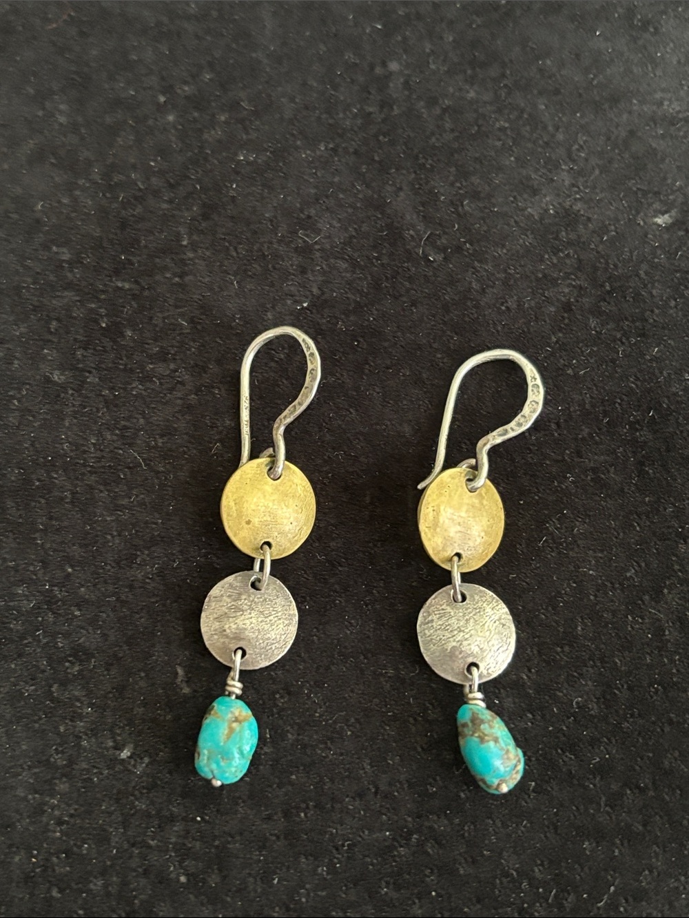 Silpada .925 Sterling Silver w/ Brass & stabilized Turquoise Earrings W1817